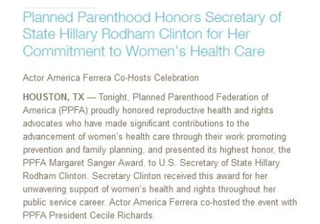 PPFA Hillary Margaret Sanger Award