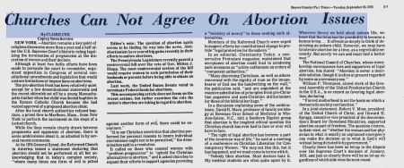 Churches cannot agree on abortion 1974