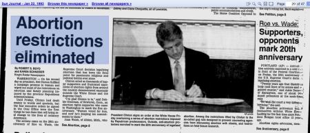 Bill CLinton lifts abortion restrictions Executive Orders Jan 22 1993