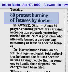 Toledo Blade Patel burned fetuses field